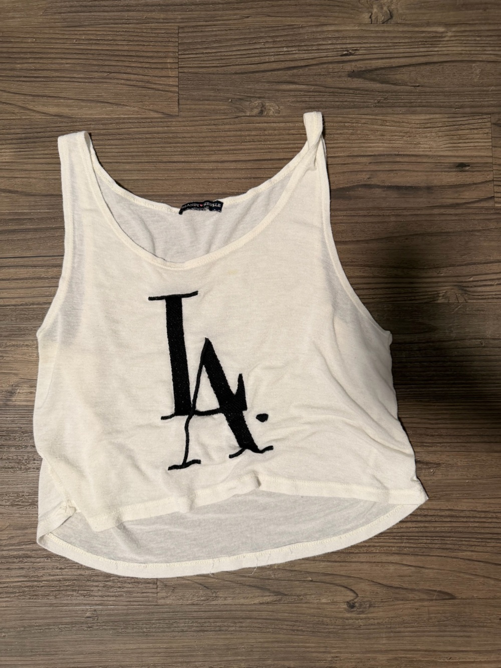 White Graphic Tank Top with Black Lettering